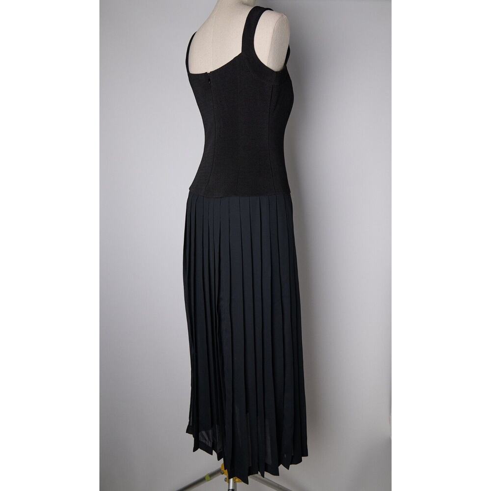 VTG Joseph Ribkoff Maxi Dress Sz 6 Black Fit & Flare Pleated Deadstock 90s Gala - Picture 9 of 16